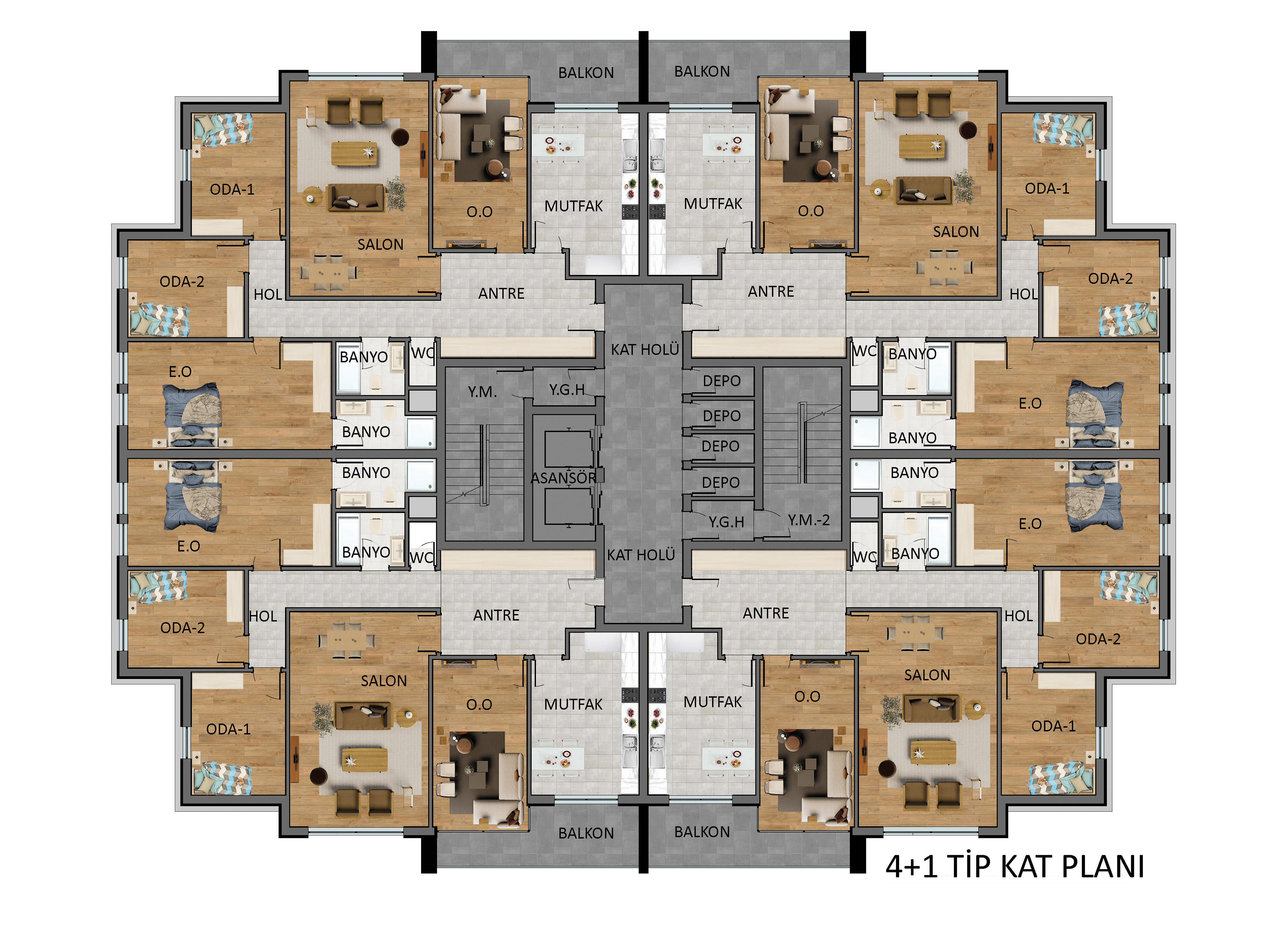 4+1 Tüm Kat Planı